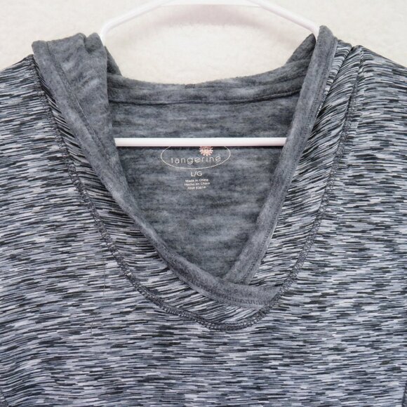 Tangerine Hoodie Womens Large Gray Black Space Dye Pullover Kangaroo Pocket - Picture 3 of 11